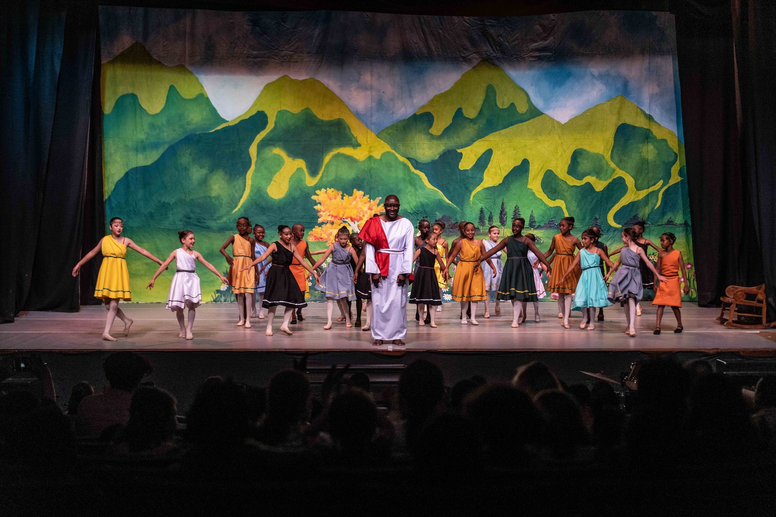 The full company on stage for Aesop's Fables, Dance Centre Kenya